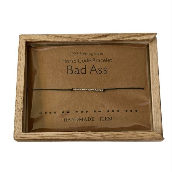 NEW Morse Code "Bad Ass" Sterling Silver Bead Bracelet‎ NWT - Picture 2 of 6